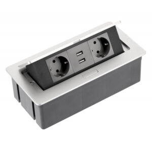 Konnektor felbillenő 2 x USB 2 x 230V ezüst