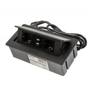 Konnektor felbillenő 2 x USB 2 x 230V fekete